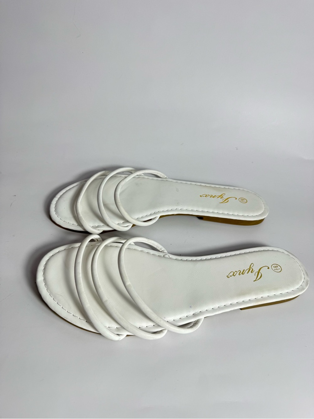 J. Renee White Strappy Slide Mules